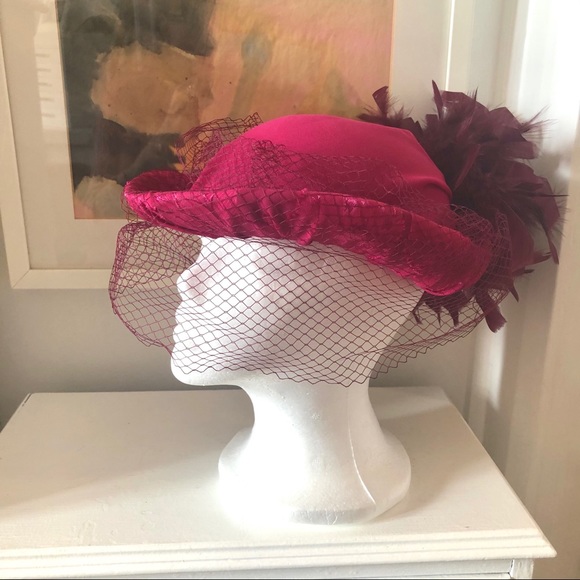 vintage feathered veiled hat - Picture 7 of 12